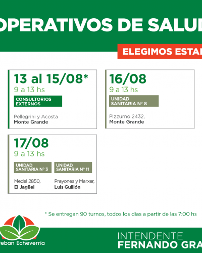Controles de salud para ni�os en Monte Grande, el Jag�el y Luis Guill�n
