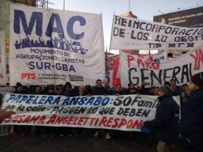 Trabajadores de Ansabo cortan Puente Pueyrred�n en defensa de sus puestos de trabajo