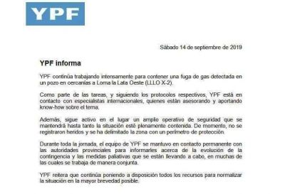 Intentan contener una fuga de gas en Vaca Muerta