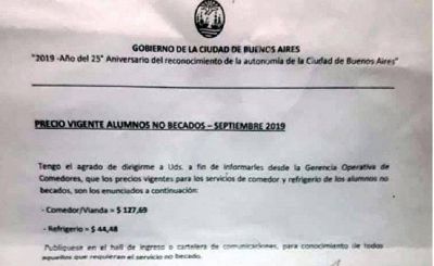 Larreta aument� el precio de los comedores escolares y los docentes lo catalogaron de 