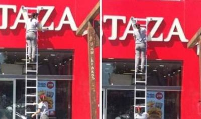 Mostaza mand� a sus empleados a limpiar sin condiciones de seguridad y la foto se volvi� viral