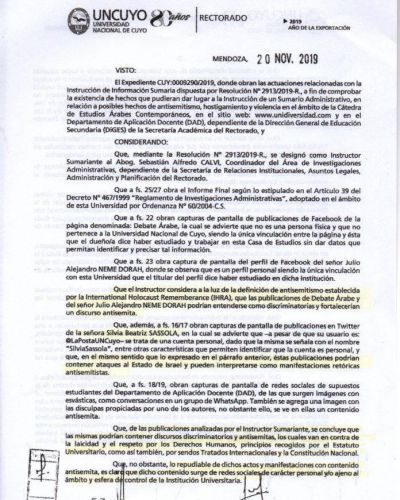 El Centro Wiesenthal felicita a la Universidad de Cuyo, Mendoza, Argentina, por ser pionera en la adopci�n de la definici�n de antisemitismo