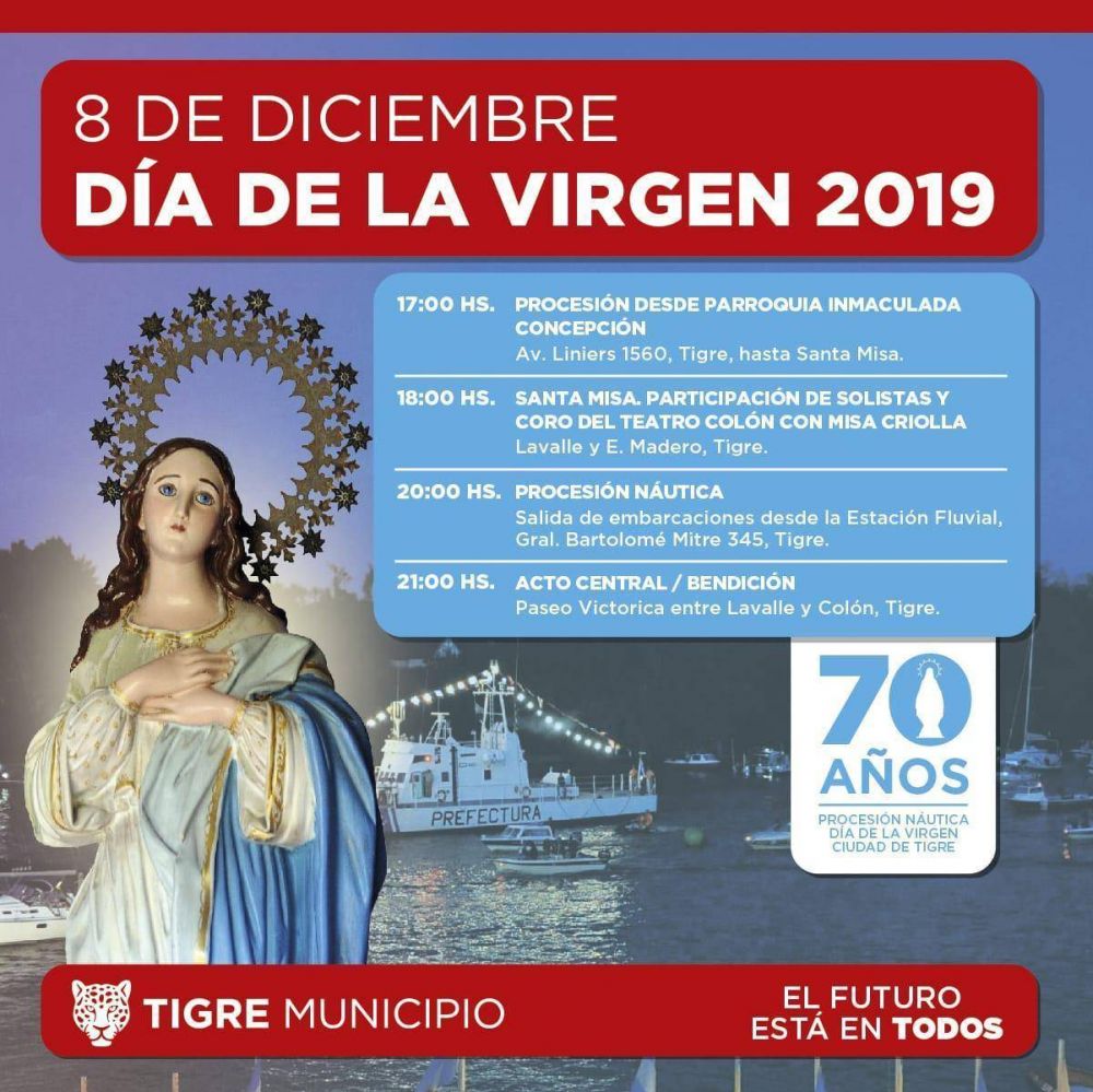 Tigre se prepara para los festejos del 70 aniversario del Da de la Virgen