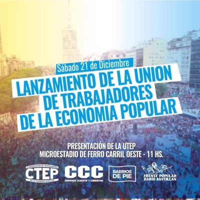La Unión de Trabajadores de la Economía Popular será realidad efectiva a partir del próximo 21 de diciembre