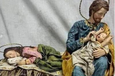 �Dejemos descansar a mam�: la novedosa escena del pesebre que comparti� el papa Francisco