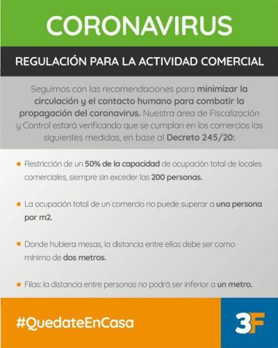Tres de Febrero: Nueva regulaci�n comercial para evitar el coronavirus