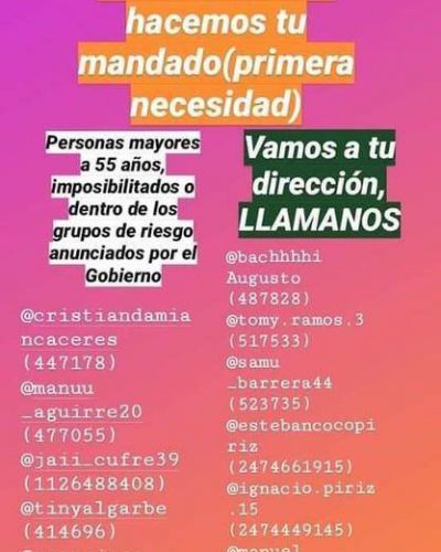 General Pinto solidario: Grupo de amigos se ofrece para hacer mandados a personas mayores