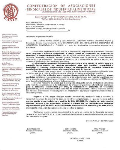 Alimentaci�n reclama al Gobierno que frene la producci�n de alimentos no esenciales