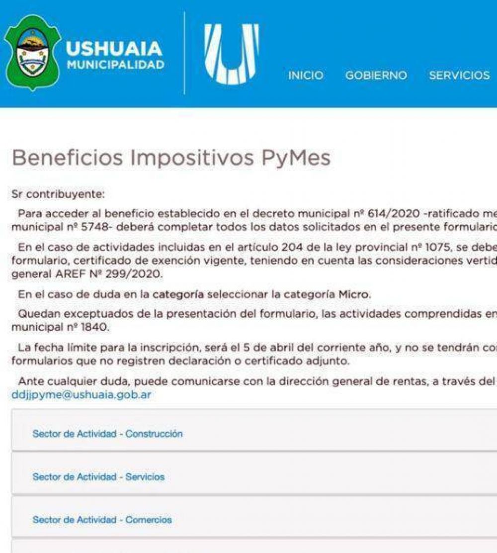 Beneficios a Pymes de Ushuaia