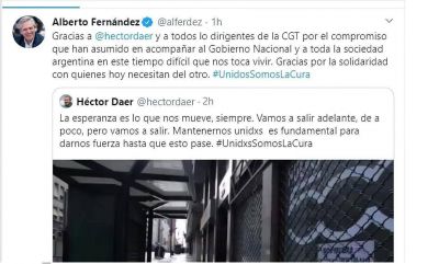 El presidente agradeci� a Daer y a la CGT por acompa�ar al Gobierno 