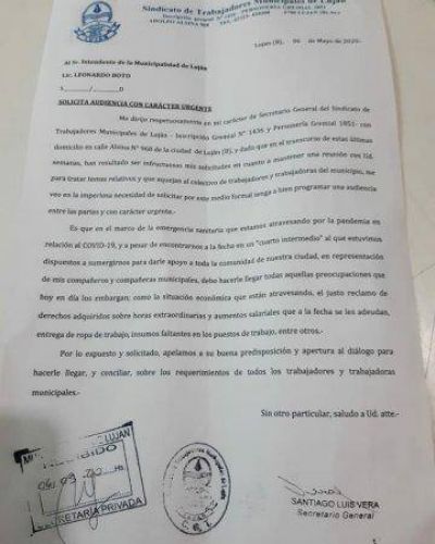 El Sindicato de Trabajadores Municipales exige una reuni�n con el Intendente