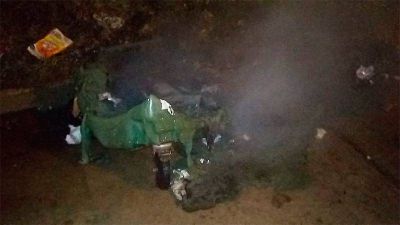 Quemaron tres contenedores de basura