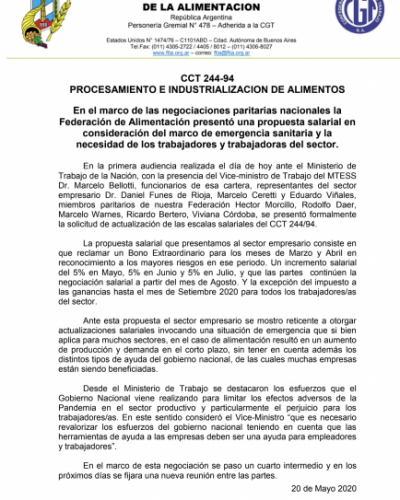 Paritarias: la patronal rechaz� la propuesta de la Federaci�n