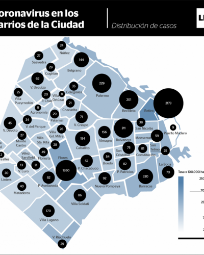 Mapa de la epidemia: ya hay casos de coronavirus en todos los barrios de la Ciudad
