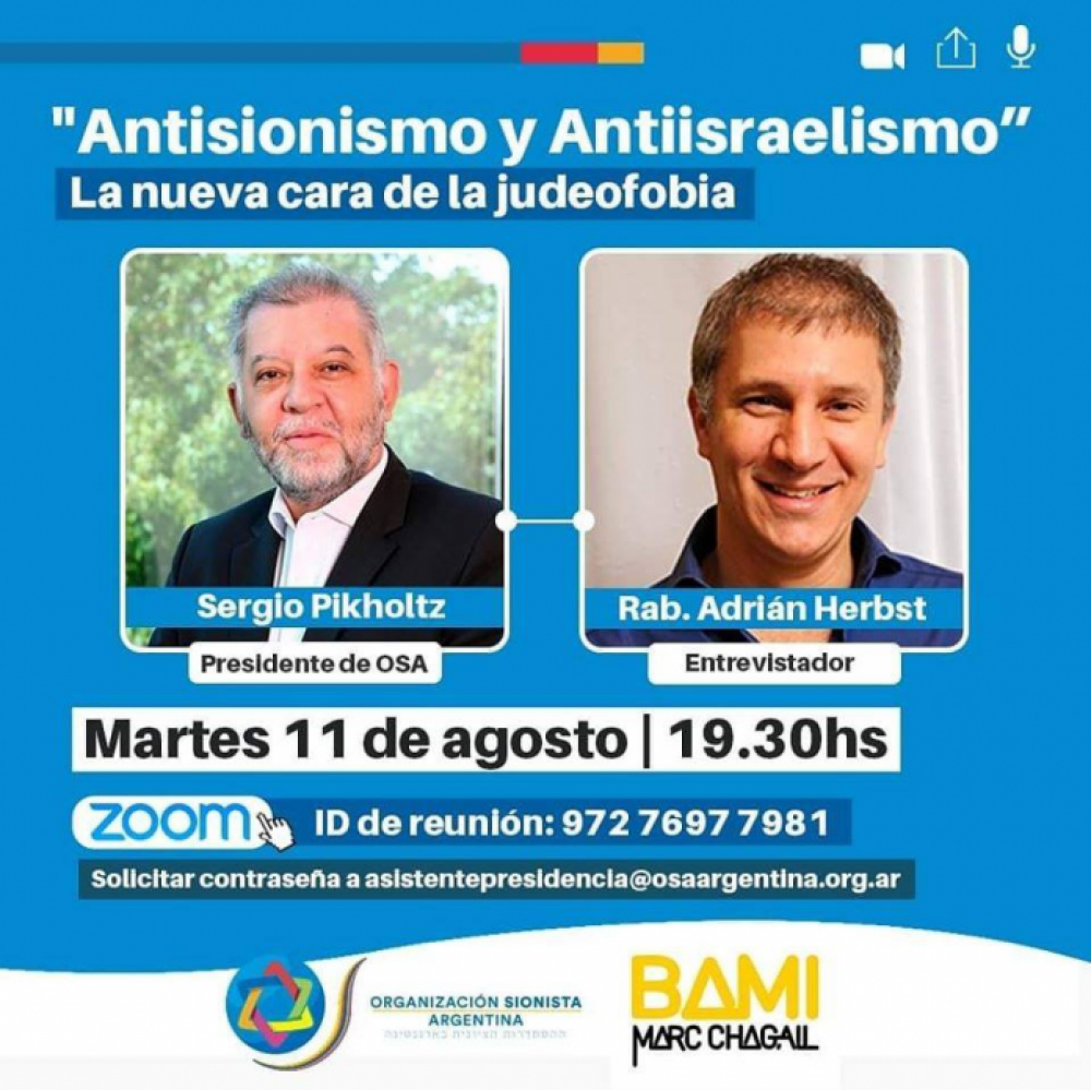 OSA y Bami Marc Chagall brindarn el martes una conferencia sobre antisionismo y antiisraelismo