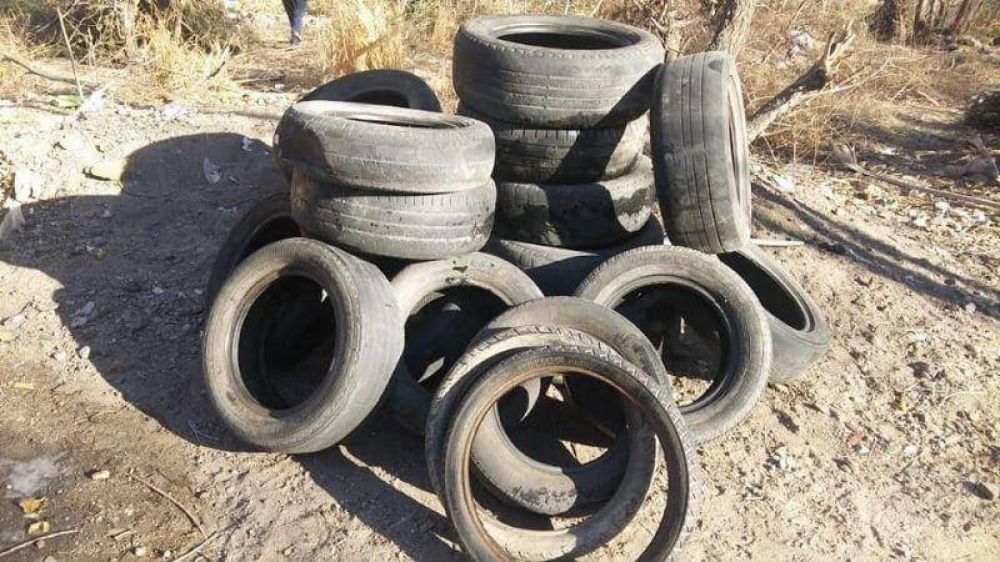 Neumticos y mucha basura en las costas del ro San Antonio