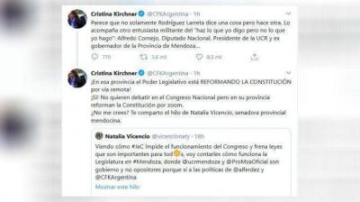 Cristina cruz� a Cornejo: 