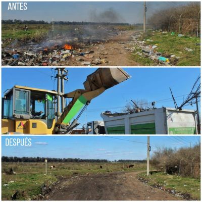 Limpieza de basurales en barrio Ameghino