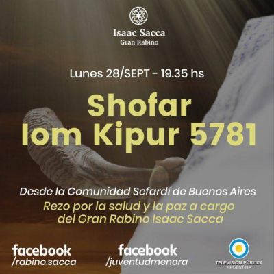 El sonido del Shofar se escuchar� por la TV P�blica a las 19.35 hs del hoy
