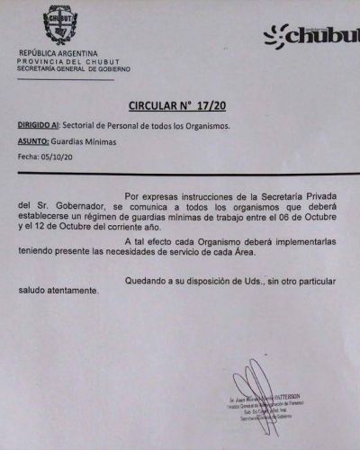 Provincia estableci� guardias m�nimas en todos los organismos