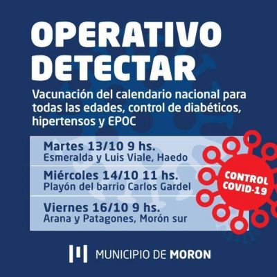 El Municipio realizar� operativos de detecci�n temprana de COVID-19 en Haedo, Mor�n sur y El Palomar