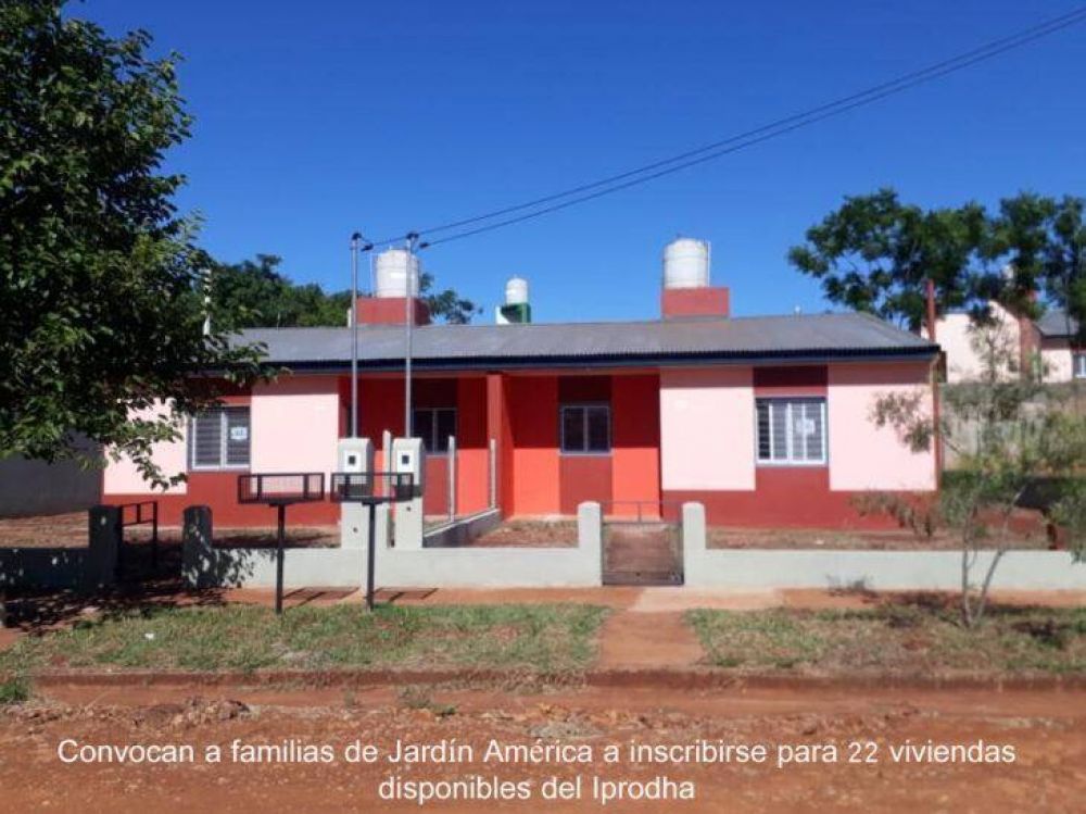 IPRODHA convoca a inscribirse para viviendas disponibles en Jardn Amrica