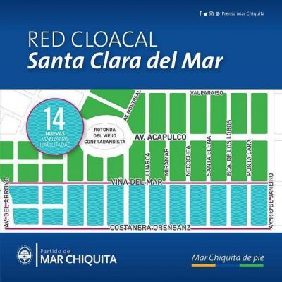 Se habilitaron 14 nuevas manzanas a la red cloacal en Santa Clara del Mar