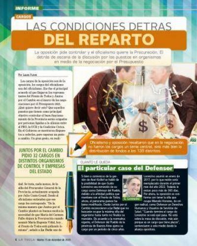 El presupuesto y los cargos: las condiciones detr�s del reparto