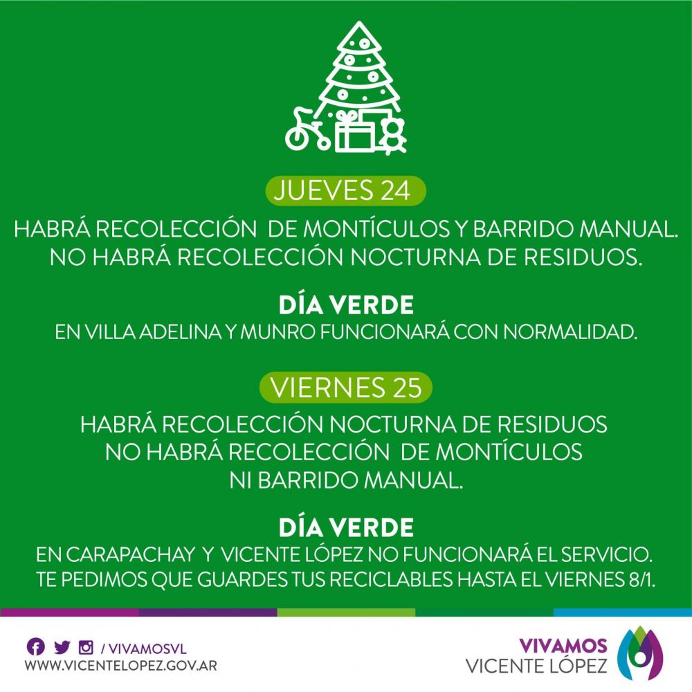 Vicente Lpez: servicios de recoleccin y da verde en las fiestas