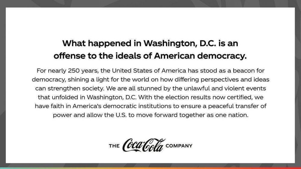 Coca-Cola condena lo sucedido en el Capitolio: Un gran movimiento en marketing?