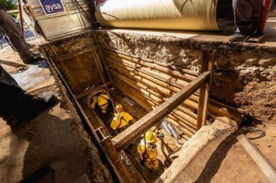 AySA finaliz� la reparaci�n de una ca�er�a primaria de agua en Luis Guill�n