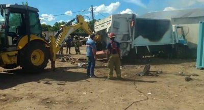 Se incendi� un cami�n de la basura