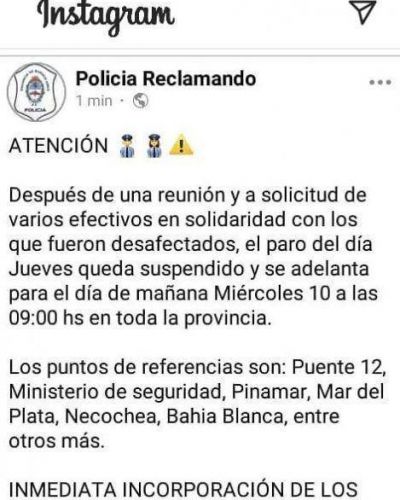 Tras los despidos, la Polic�a amenaza con nuevas protestas: convocan para esta ma�ana