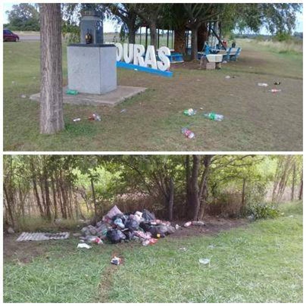 Realizaron una fiesta clandestina en el monolito de Mouras y el predio qued lleno de basura por todos lados