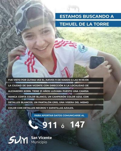San Vicente: El Intendente Nicol�s Mantegazza pidi� por la aparici�n de joven trans desaparecido hace dos semanas