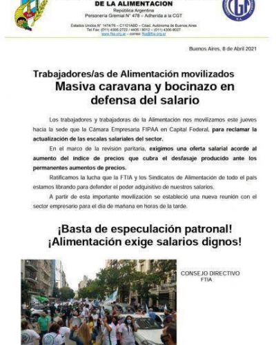 Paritarias: nueva reuni�n por salarios tras la caravana de Alimentaci�n