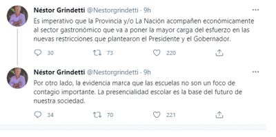 Despu�s de las nuevas restricciones anunciadas por el presidente, Grindetti pidi� ayuda econ�mica del Estado para los gastron�micos