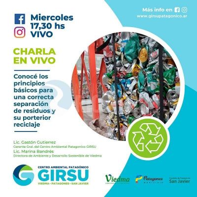 Charla virtual del GIRSU sobre separaci�n de residuos en origen y reciclado Viedma