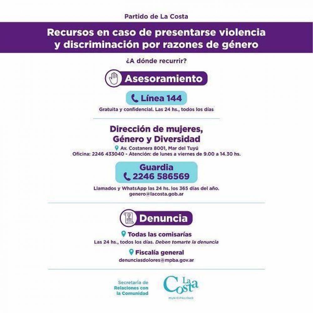 La Costa ofrece herramientas de acompaamiento a vctimas de violencia y discriminacin de gnero