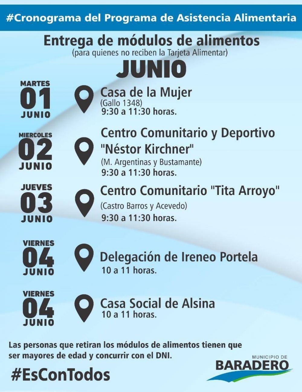#EsConTodos | Cronograma de entrega de mdulos de alimentos de junio