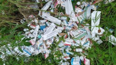 Sesver asegura miles de medicamentos hallados en lote baldo de Xalapa