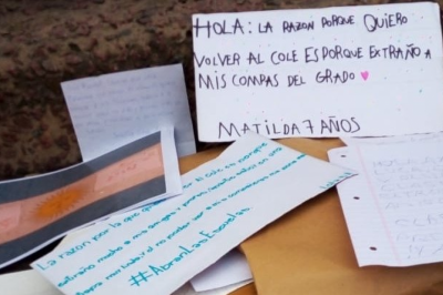 Cartero para Kicillof en nombre de 500 mil chicos que claman volver a clases