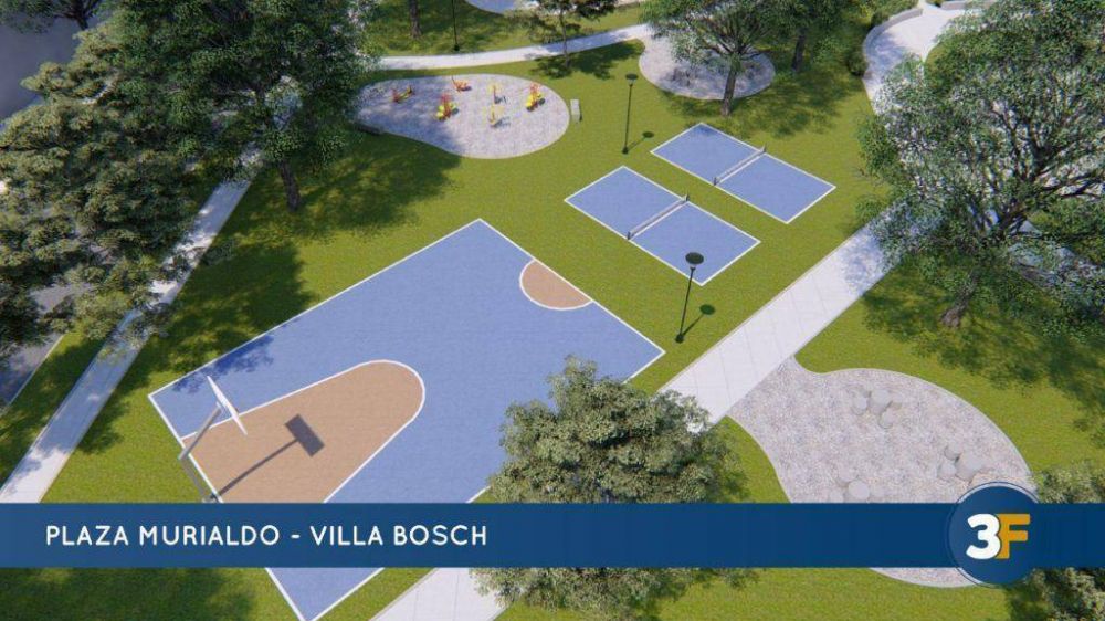 Tres de Febrero: comenz� la renovaci�n de la Plaza Longo