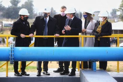 El presidente inaugur� una planta depuradora de AySA en el partido bonaerense de Presidente Per�n