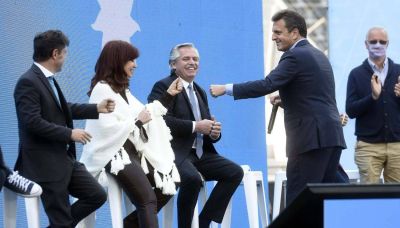 Alberto en el acto del Frente de Todos: 