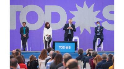 El Frente de Todos busc� cerrar filas en torno a la figura de Alberto y evidenci� las diferencias entre los modelos que confrontar�n en las PASO