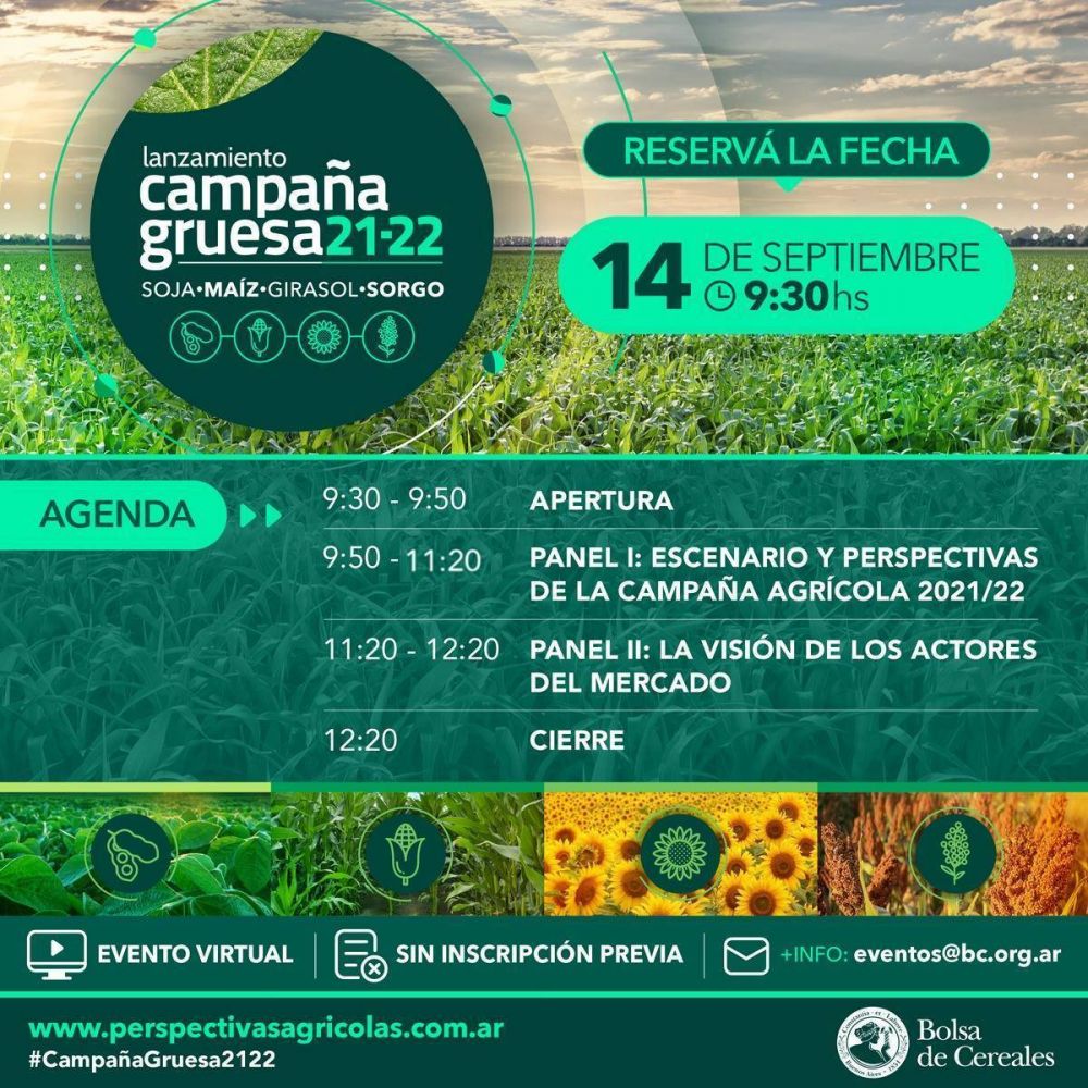 La Bolsa de Cereales realizar el Lanzamiento de Campaa Gruesa 2021/22