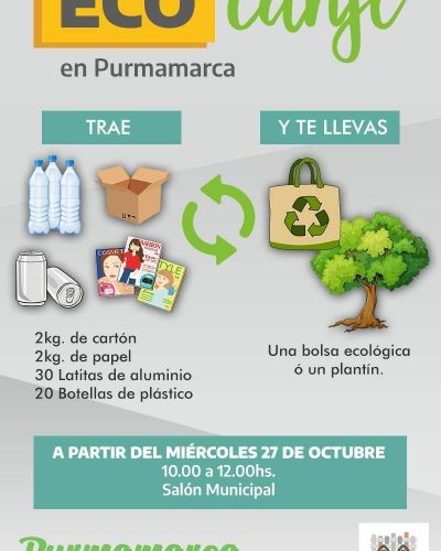 Ecocanje en Purmamarca: entregarán plantines a cambio de residuos reciclables