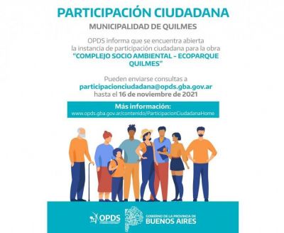 Provincia convoca a los vecinos a presentar opiniones u observaciones al Ecoparque Quilmes