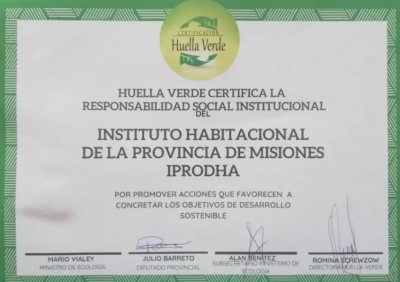 Huella Verde reconoció  al Iprodha por cuidado del ambiente